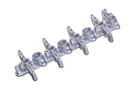 A prototype fuel rail with its fittings assembled.
